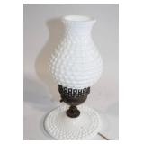 Vintage White Hobnail Glass Electric Table Lamp