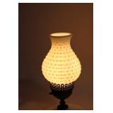 Vintage White Hobnail Glass Electric Table Lamp