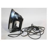 Used Black Steam Iron with Adjustable Settings and Power Cord