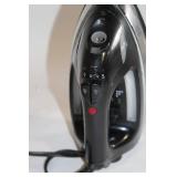 Used Black Steam Iron with Adjustable Settings and Power Cord