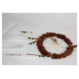 Handcrafted Dreamcatcher with Brown Fur and White Feathers