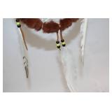 Handcrafted Dreamcatcher with Brown Fur and White Feathers