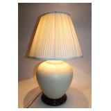 Cream Ceramic Table Lamp with Pleated Shade