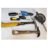 Assorted Hand Tools Set with Screwdrivers, Hammers, and Pipe Wrench
