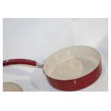 Set of Red Cooks Ceramic Interior Cookware with Lids - 5 Pieces