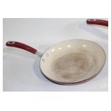 Set of Red Cooks Ceramic Interior Cookware with Lids - 5 Pieces