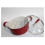 Set of Red Cooks Ceramic Interior Cookware with Lids - 5 Pieces