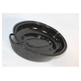 Vintage Oval Graniteware Enamel Roasting Pan with Lid