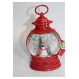Set of 2 Festive Snowman Lanterns with Holiday Scene