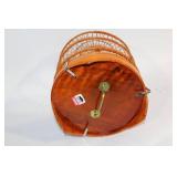 Vintage Wooden Bird Cage with Porcelain Feeding Cups