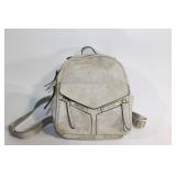 Stylish Gray Faux Leather Backpack with Gold Accents