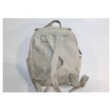 Stylish Gray Faux Leather Backpack with Gold Accents