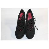 Madeleine Black Lace-Up Heeled Ankle Boots, Size 8