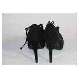 Madeleine Black Lace-Up Heeled Ankle Boots, Size 8