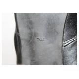 Pair of Black Leather Ankle Boots with Buckle and Zipper Accents - Size 7.5M