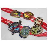 Collection of 6 Softball Trading Pins on Red Lanyard