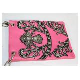 Pink Faux Leather Crossbody Bag with Chain Strap