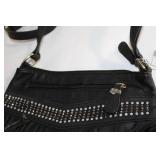 Vieta Black Fringe Crossbody Bag with Studded Details