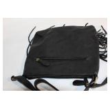 Vieta Black Fringe Crossbody Bag with Studded Details