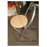 Folding Metal Bar Stool with Wooden Seat