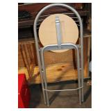 Folding Metal Bar Stool with Wooden Seat