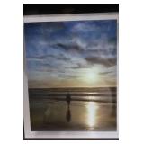 Framed Beach Sunset Photograph with Black Frame