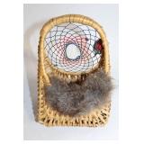 Handcrafted Miniature Dreamcatcher Basket with Fur Detail