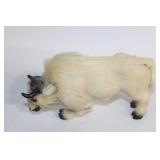 Vintage Fur-Covered Handcrafted Buffalo Figurine