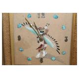 Vintage Wooden Framed Wall Clock with Native American Design