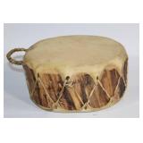 Handcrafted Native Style Drum with Natural Hide and Handle