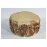 Handcrafted Native Style Drum with Natural Hide and Handle