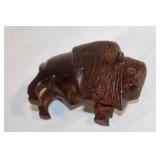 Carved Wooden Bison Sculpture