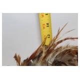 Unique Handcrafted Native American Inspired Feathered Mask on Wooden Stand