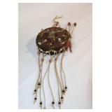 Native American Style Leather Medicine Bag with Feathers