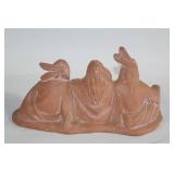 Terracotta Sculpture of Three Seated Native American Figures