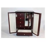 Cherry Finish Jewelry Armoire with Side Doors and Mirror