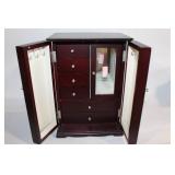 Cherry Finish Jewelry Armoire with Side Doors and Mirror