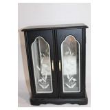Black Wooden Jewelry Display Cabinet with Mirrored Interior