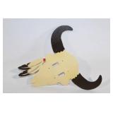 Decorative Longhorn Wall Art with Feather Detail