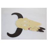 Decorative Longhorn Wall Art with Feather Detail