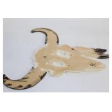 Decorative Longhorn Wall Art with Feather Detail