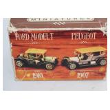 Collector Set of Classic Car Miniatures - Ford Model T & Peugeot