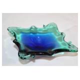 Set of 5 Blue Art Glass Bowls and Dishes