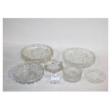 Set of 7 Vintage Crystal Dishes and Diamond Paperweight