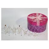 Set of 6 Glass Elephant Figurines with Decorative Gift Box