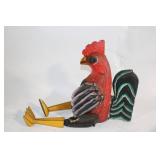 Hand-Carved Wooden Rooster Sculpture with Movable Wings