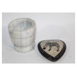 Marble Mortar with Kenyan Soapstone Heart Trinket