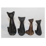 Set of 4 Vintage Cast Iron Cat Figurines