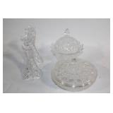 Set of 2 Crystal Covered Dishes and 2 Crystal Candle Holders