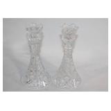 Set of 2 Crystal Covered Dishes and 2 Crystal Candle Holders